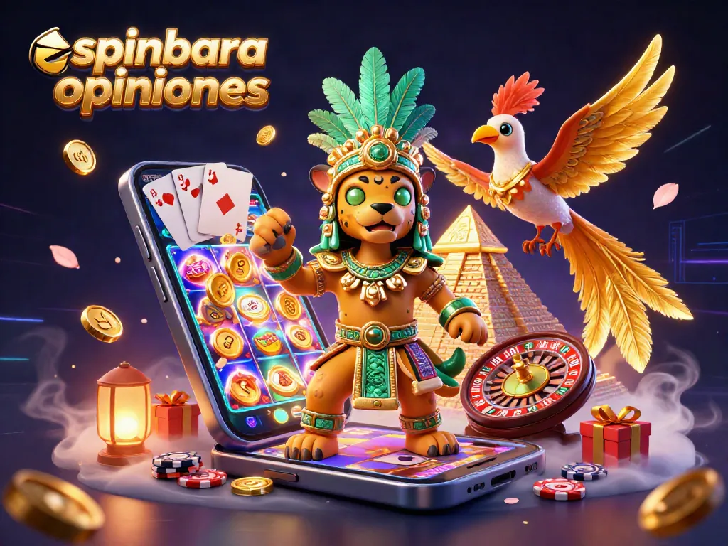 Experience spinbara opiniones while spinning reels with a colorful 3D casino illustration.